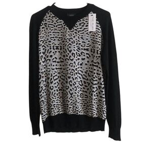 Barney’s New York CO-OP Silk Leopard Sweater Size M